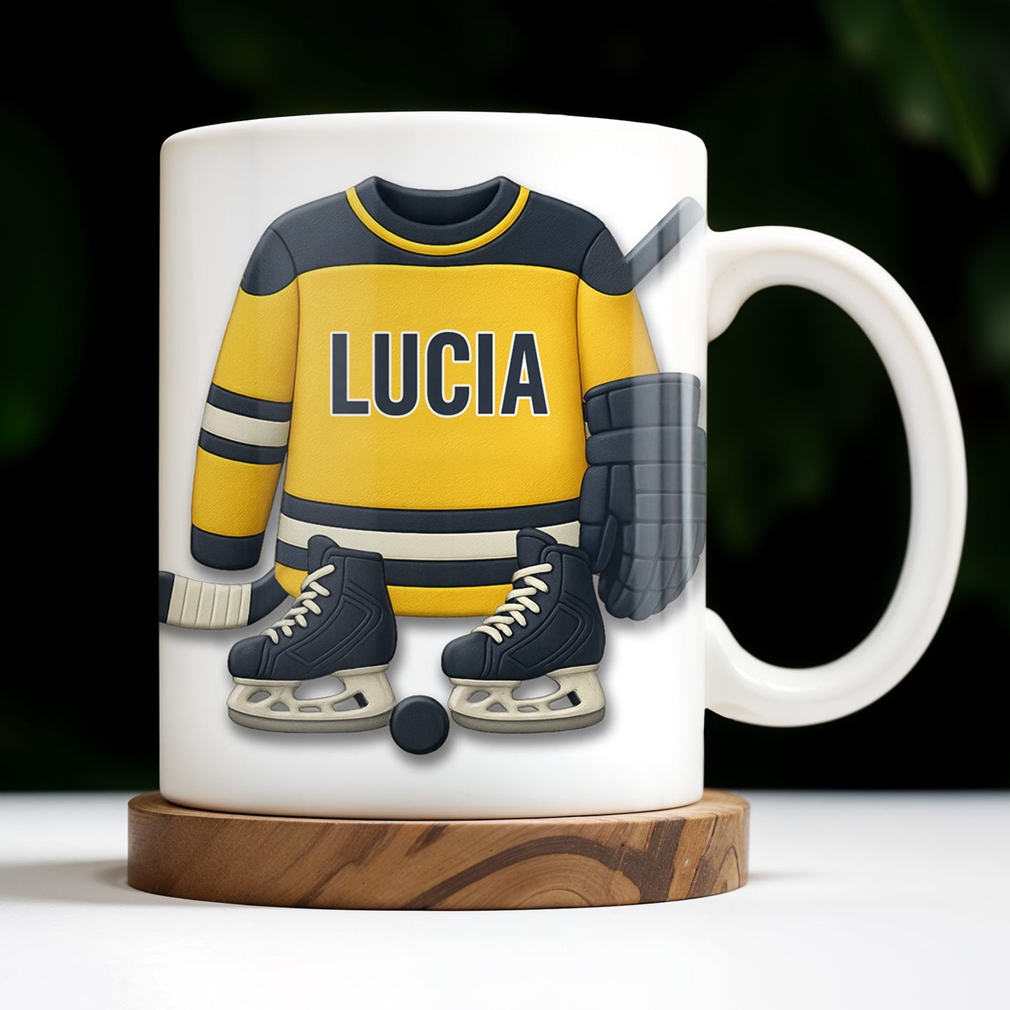Customizable Hockey Jersey and Ice Skates Design - Personalized Custom Coffee Mug - SPORT008_MG