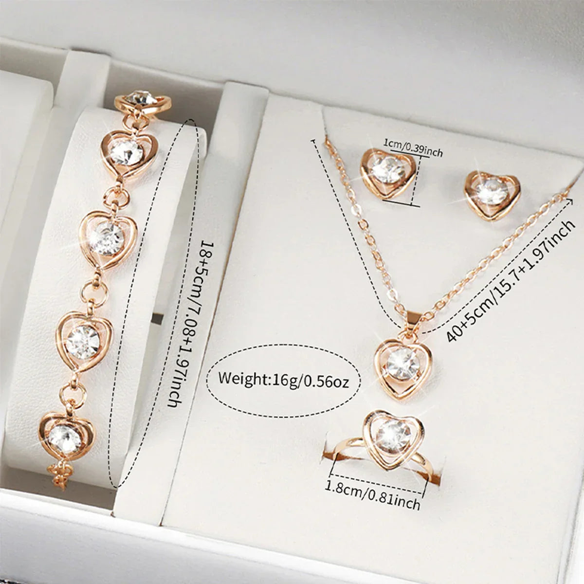 Rhinestone Heart Watch and Jewelry Set for Women