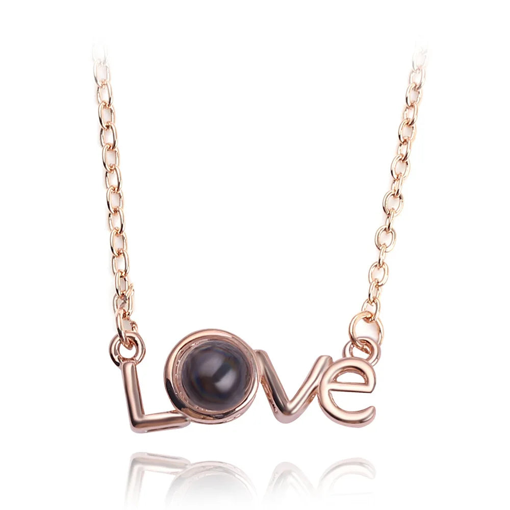 100 Languages Love Projection Heart Necklace