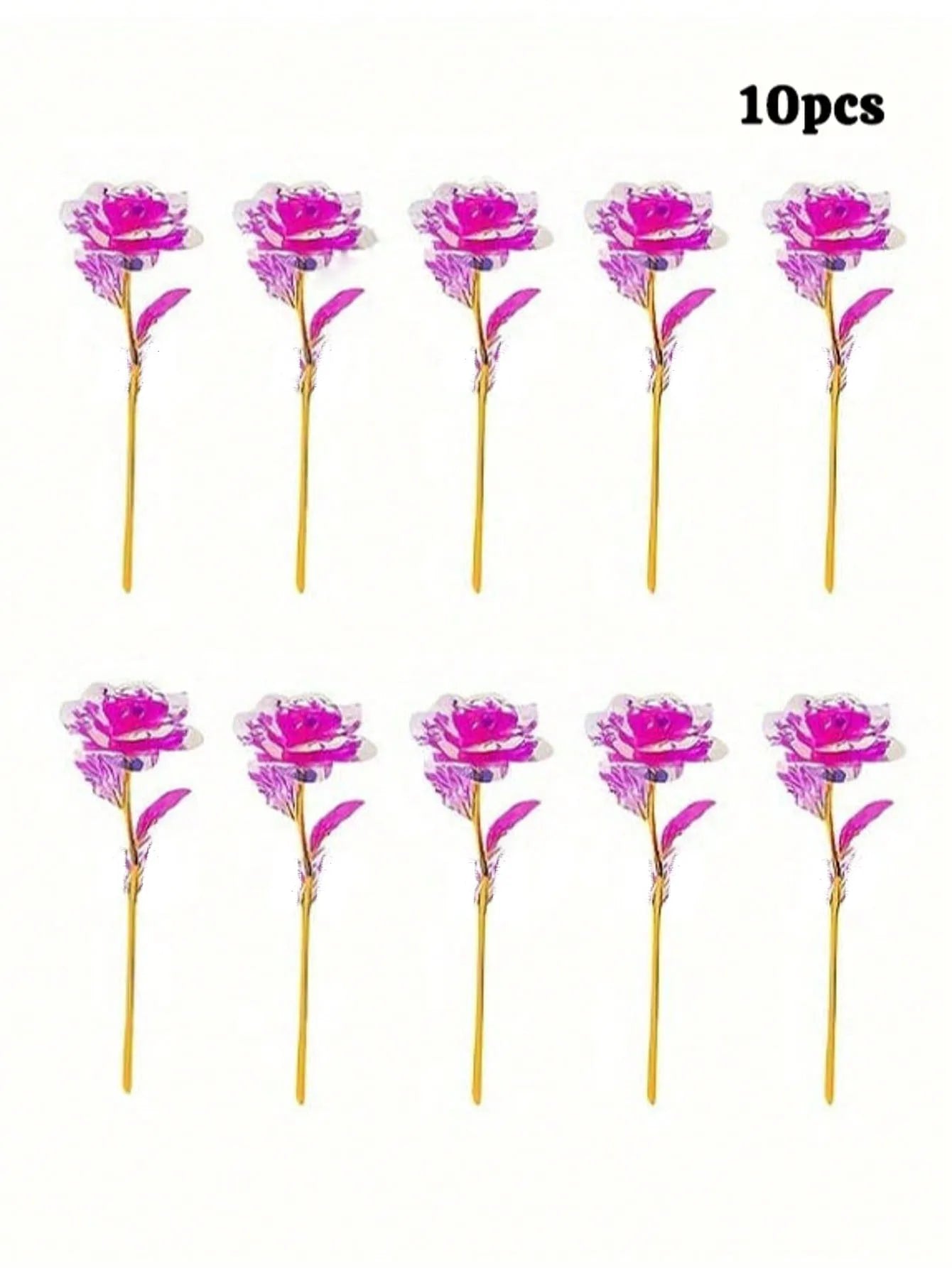 Fuchsia Artificial Rose Set of 10