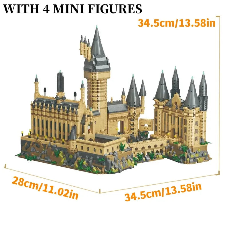 City Creative Medieval Magic School Castle Famous Architecture Palace Model Building Blocks