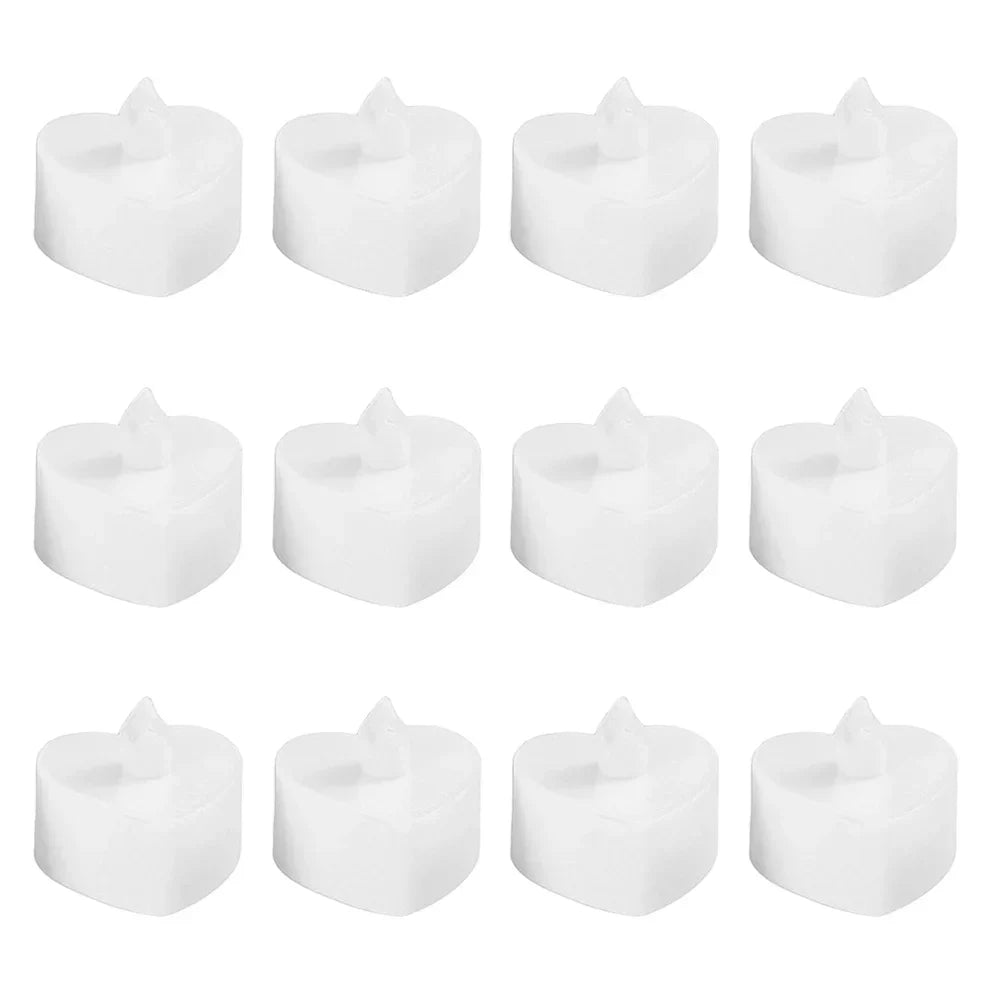 12pcs Heart Shaped Flameless LED Tealight Candles