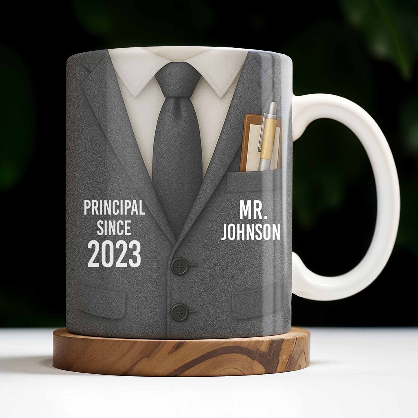 Principal Since Suit And Tie Design - Personalized Custom Coffee Mug - TEACH052_MG