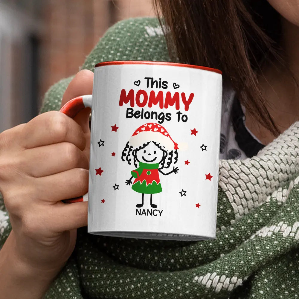This Grandpa Grandma Belongs To Christmas Kid Stick Figures - Personalized Accent Mug