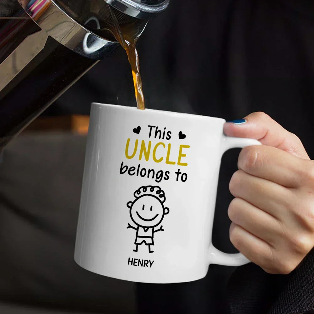This Grandpa Belongs To Kid Stick Figures - Personalized Mug