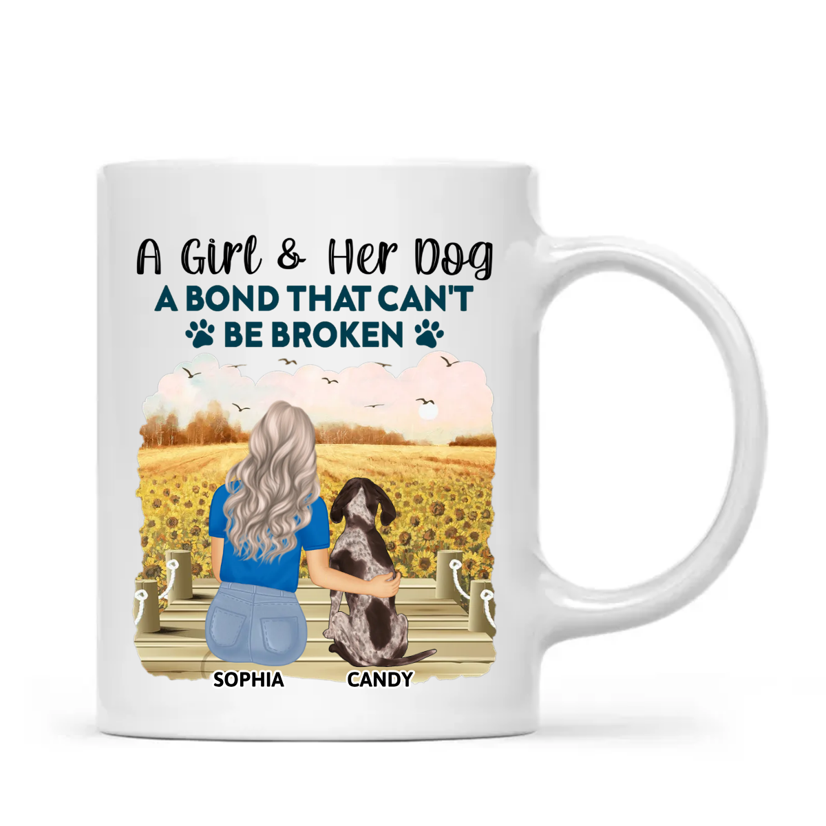 A Girl & Her Dog - A Bond That Can't Be Broken, Custom Ceramic Mug, Perfect Gift for Dog Lovers - Personalized Mug Ideal Gift Choice!