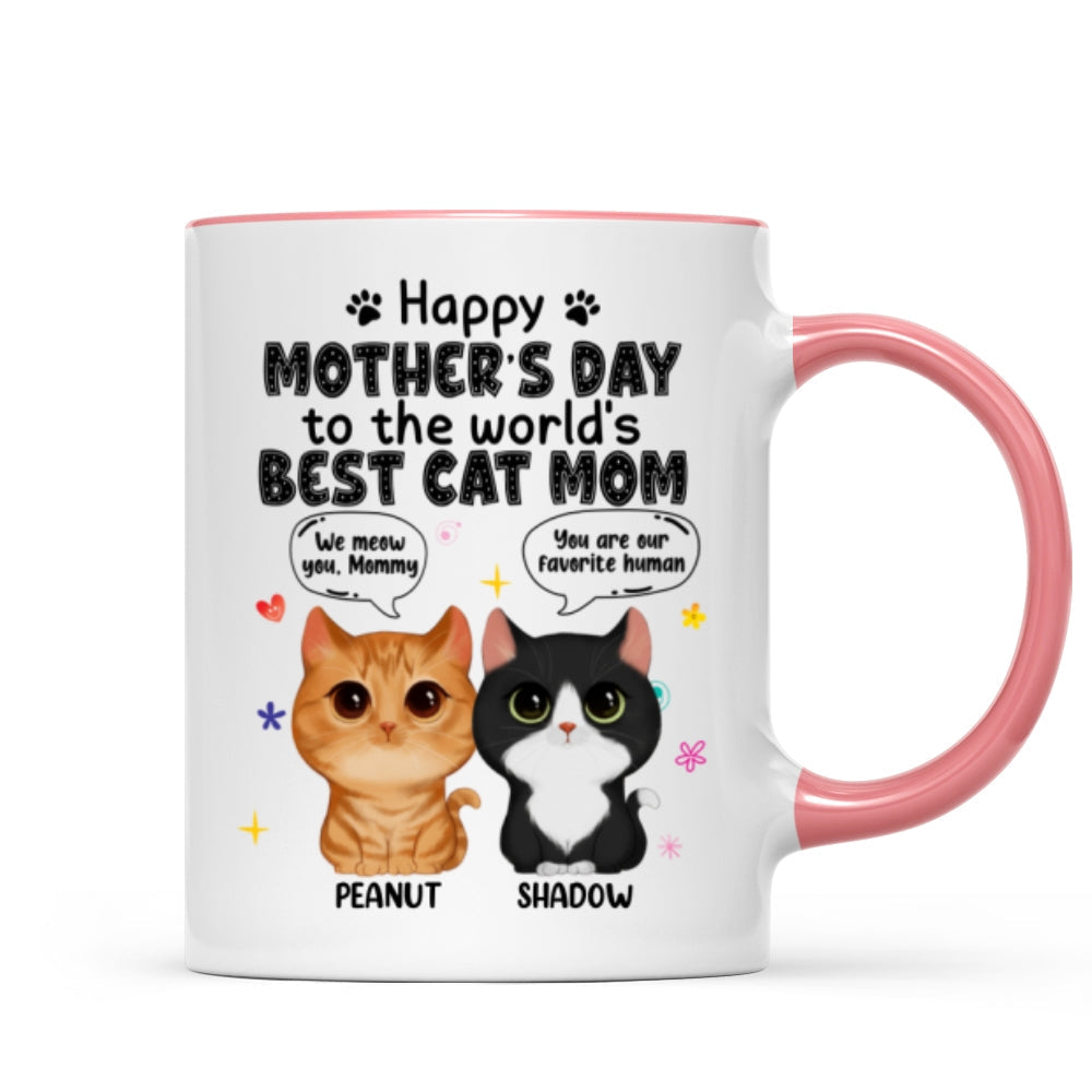 Watercolor Cute Cats Happy Mother's Day Cat Mom Watercolor Cute Cats Personalized Mug