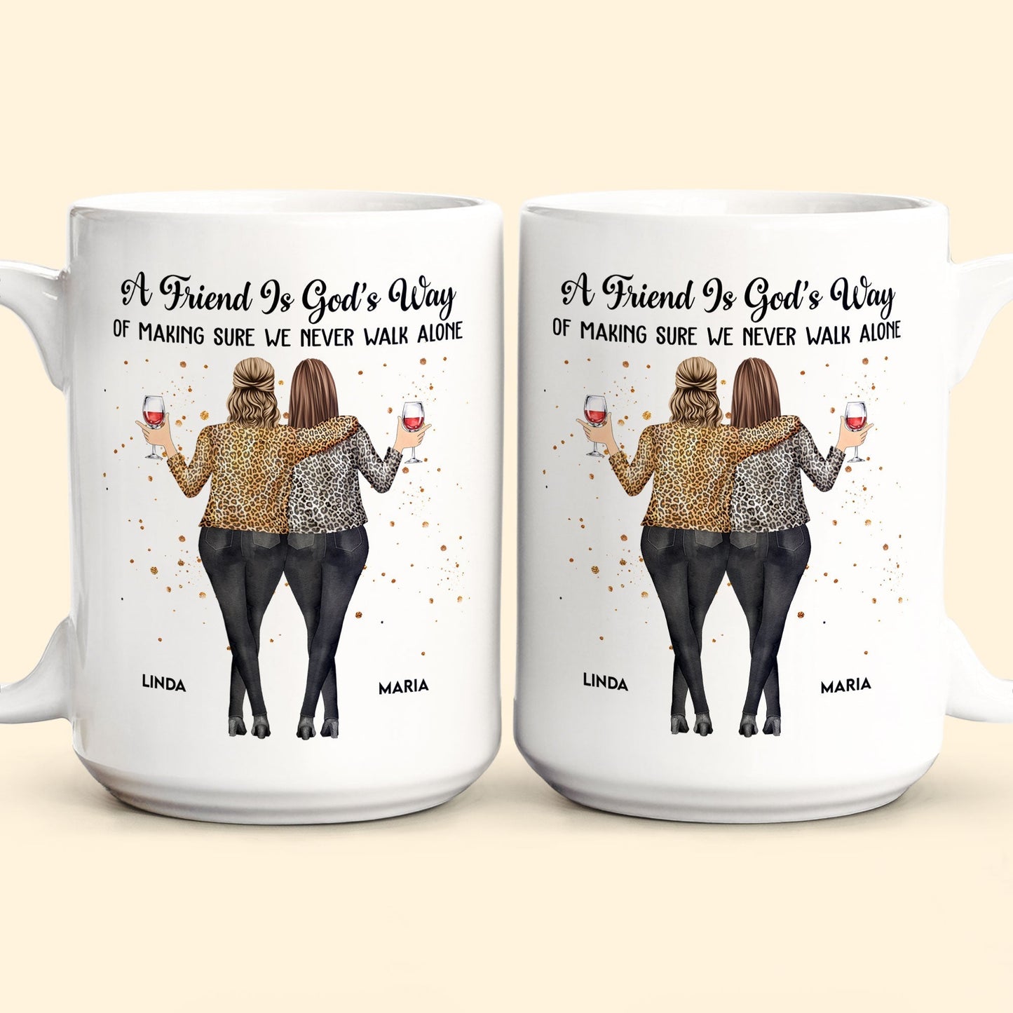 A Friend Is God's Way Personalized White Ceramic Mug for Best Friends