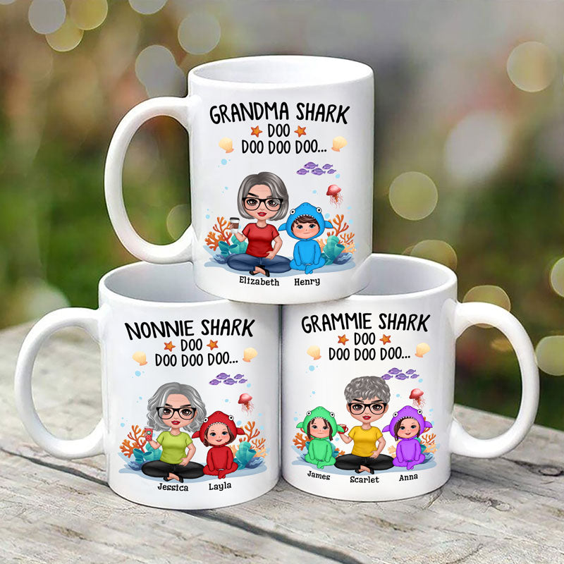 Grandma Mama Shark Mother's Day Gift Personalized Mug