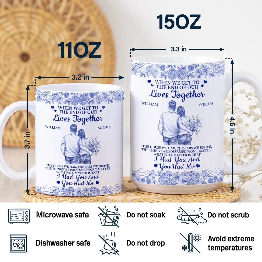 When We Get To The End Of Our Lives Together Toile Couple - Personalized White Edge-to-Edge Mug