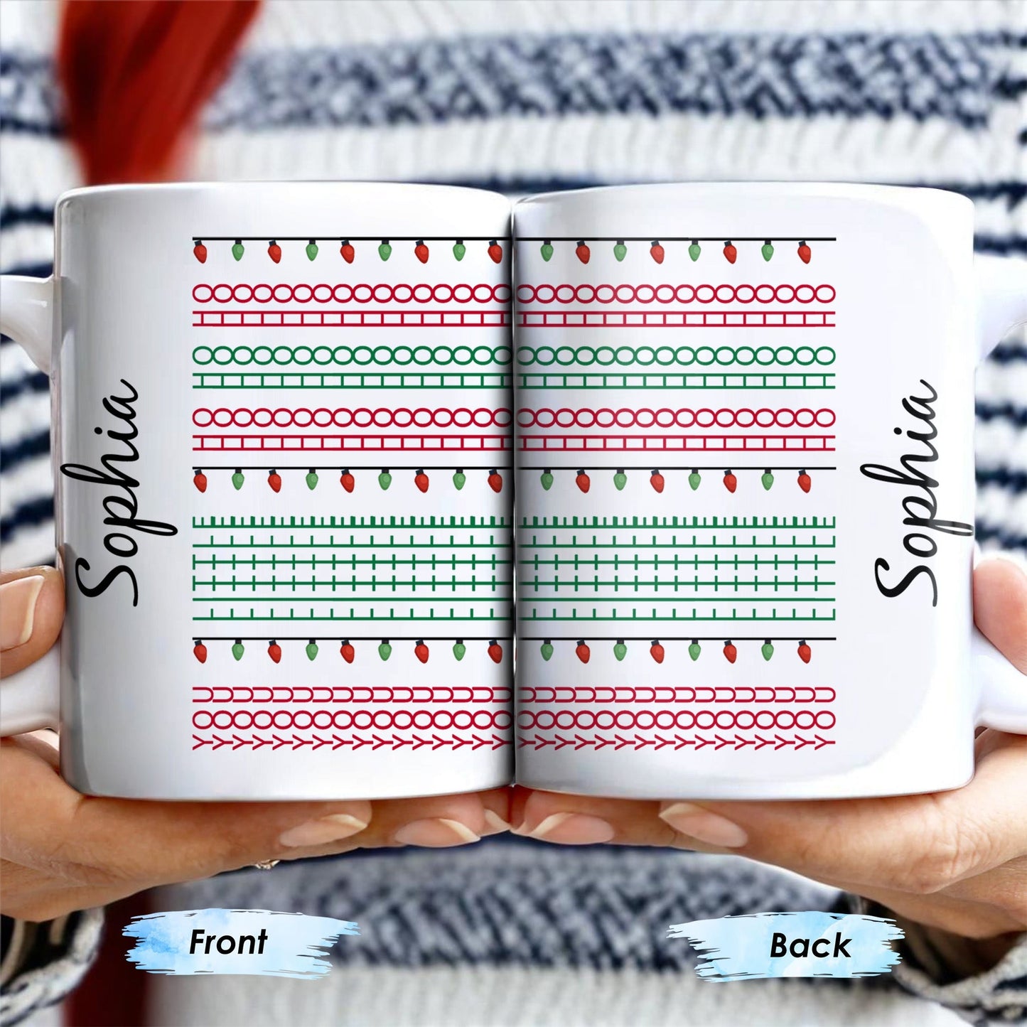 Customizable Name With Festive Light Strings - Personalized Custom Coffee Mug - XMAS155_MG