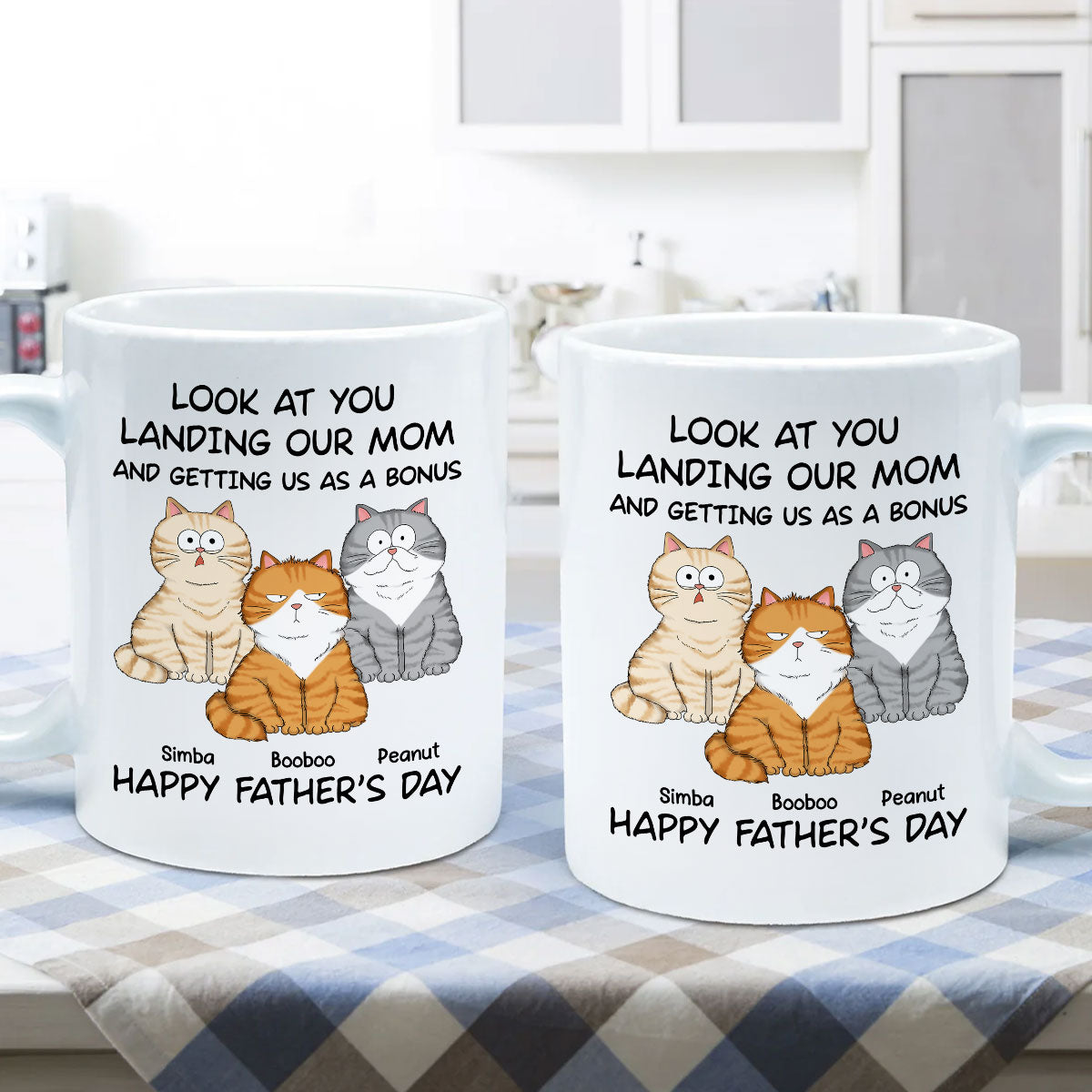 Happy Father's Day From Your Favorite Unemployed Freeloader, Funny Personalized Mug For Cat Dads