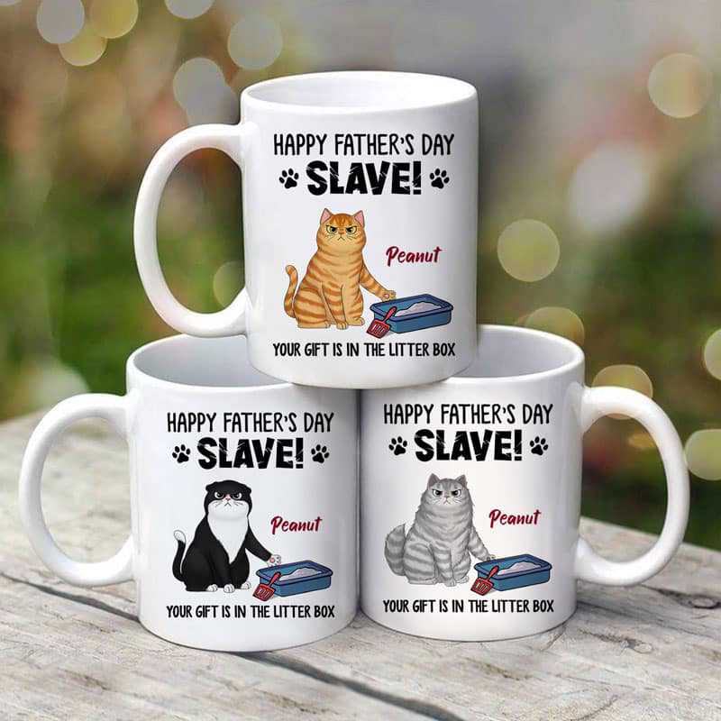 Happy Father's Day Gift In Litter Box Cats Personalized Mug