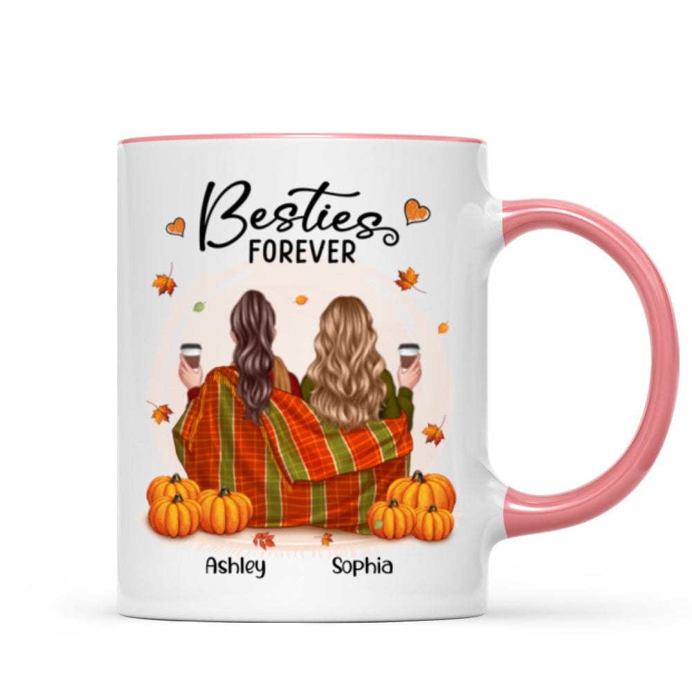 Fall Season Best Friends Sisters With Blanket Pumpkin Patch Personalized Mug