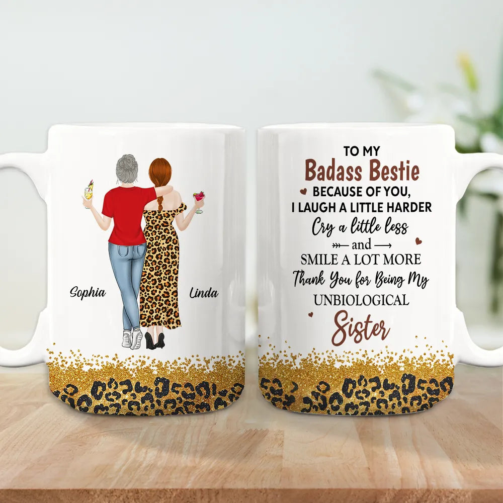 White Ceramic Mug for Best Friends Heartfelt Unbiological Sister Gift to Share Joy