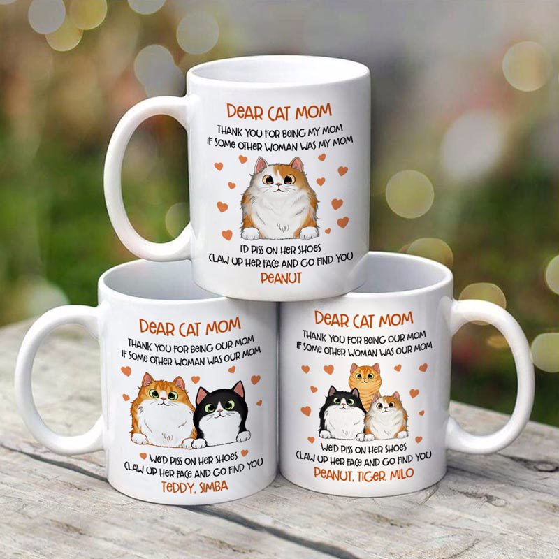 Dear Cat Mom Fluffy Cats Mother's Day Gift Personalized Mug