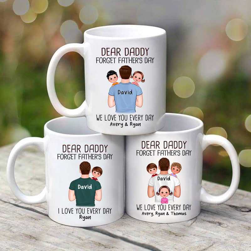 Dear Dad Forget Father's Day Dad Carrying Kids On Shoulder Personalized Mug