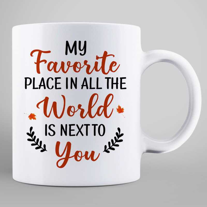 Fall Season Under Tree Doll Couple Sitting Personalized Mug