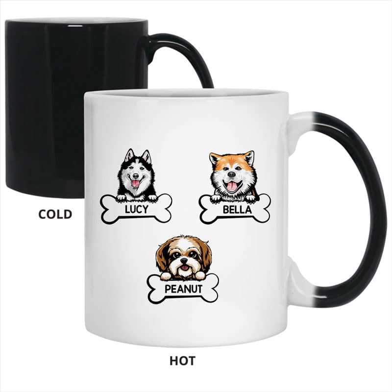 Dog Dad Man And Peeking Dog Personalized Color Changing Mug