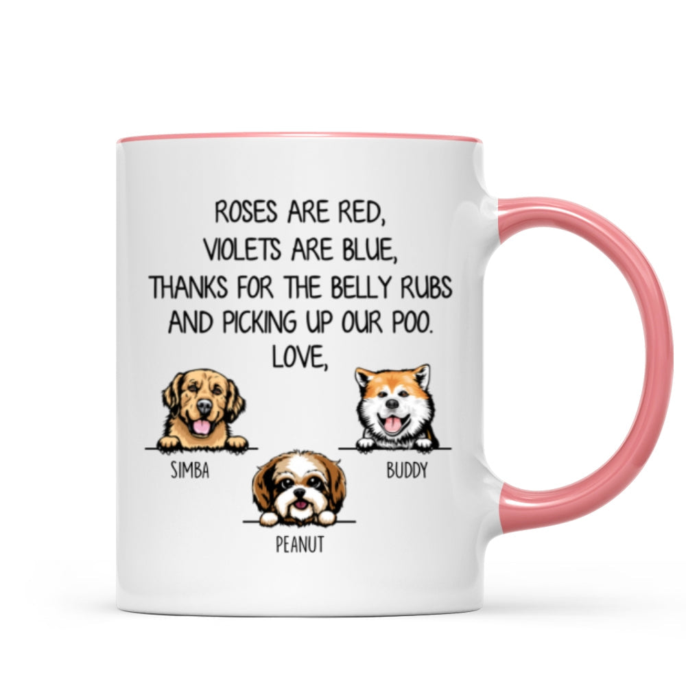 Thanks For Belly Rubs And Picking Up Poo Peeking Dog Personalized Mug - Gift For Dog Mom - Gift For Dog Dad