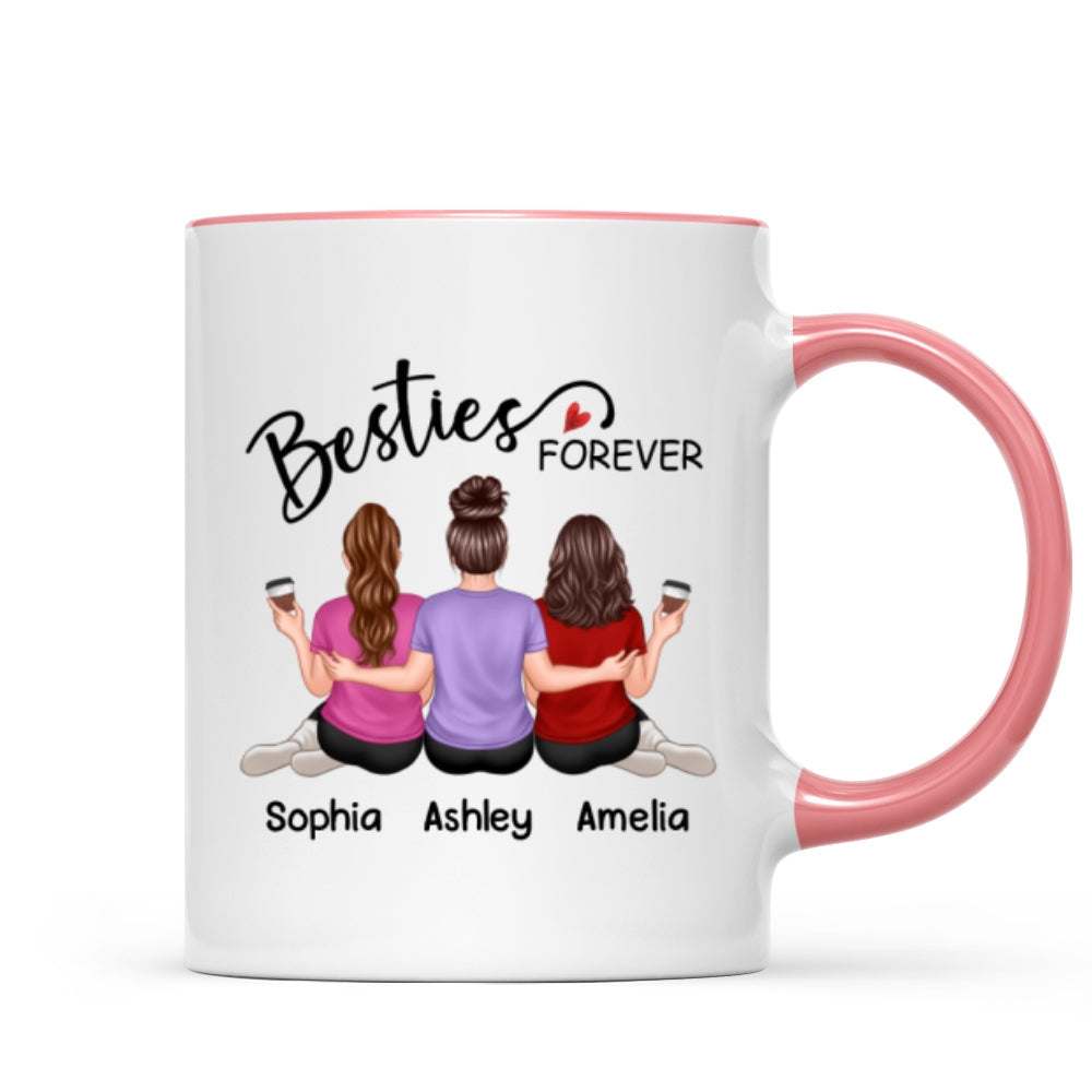Embracing Back View Besties Sisters Forever Personalized Mug
