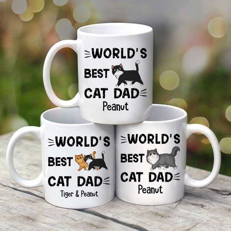 World's Best Cat Dad Walking Cats Personalized Mug