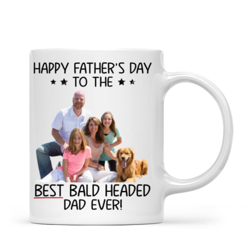 Behind Spoiled Daughter Is Bald Headed Father Photo Inserted Funny Father's Day Gift For Dad Personalized Mug