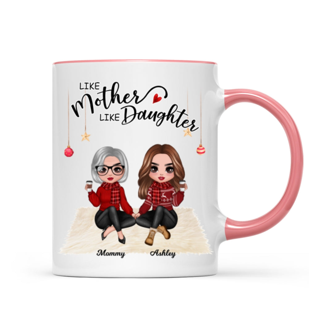 Christmas Doll Women Sitting Mother And Daughters Personalized Mug