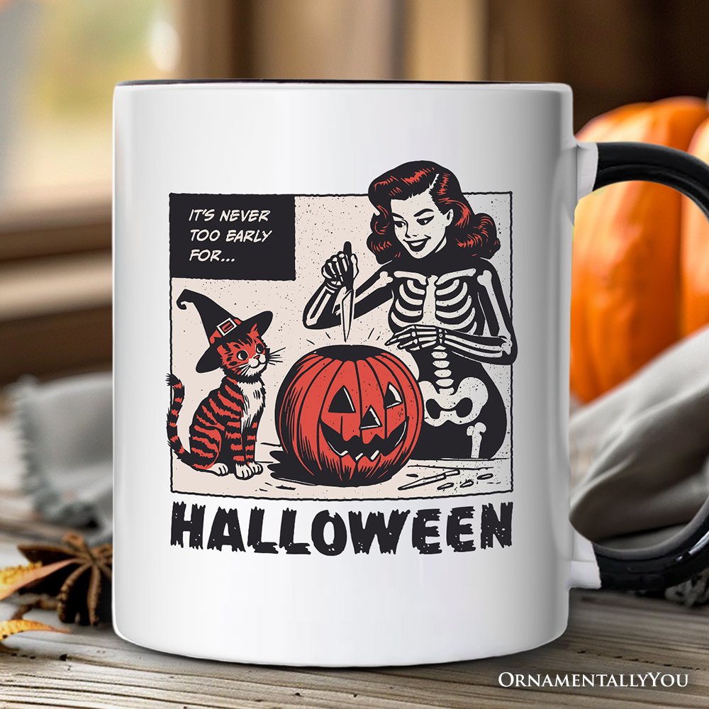It's Never Too Early for Halloween Personalized Mug, Funny Retro Gift with Custom Name