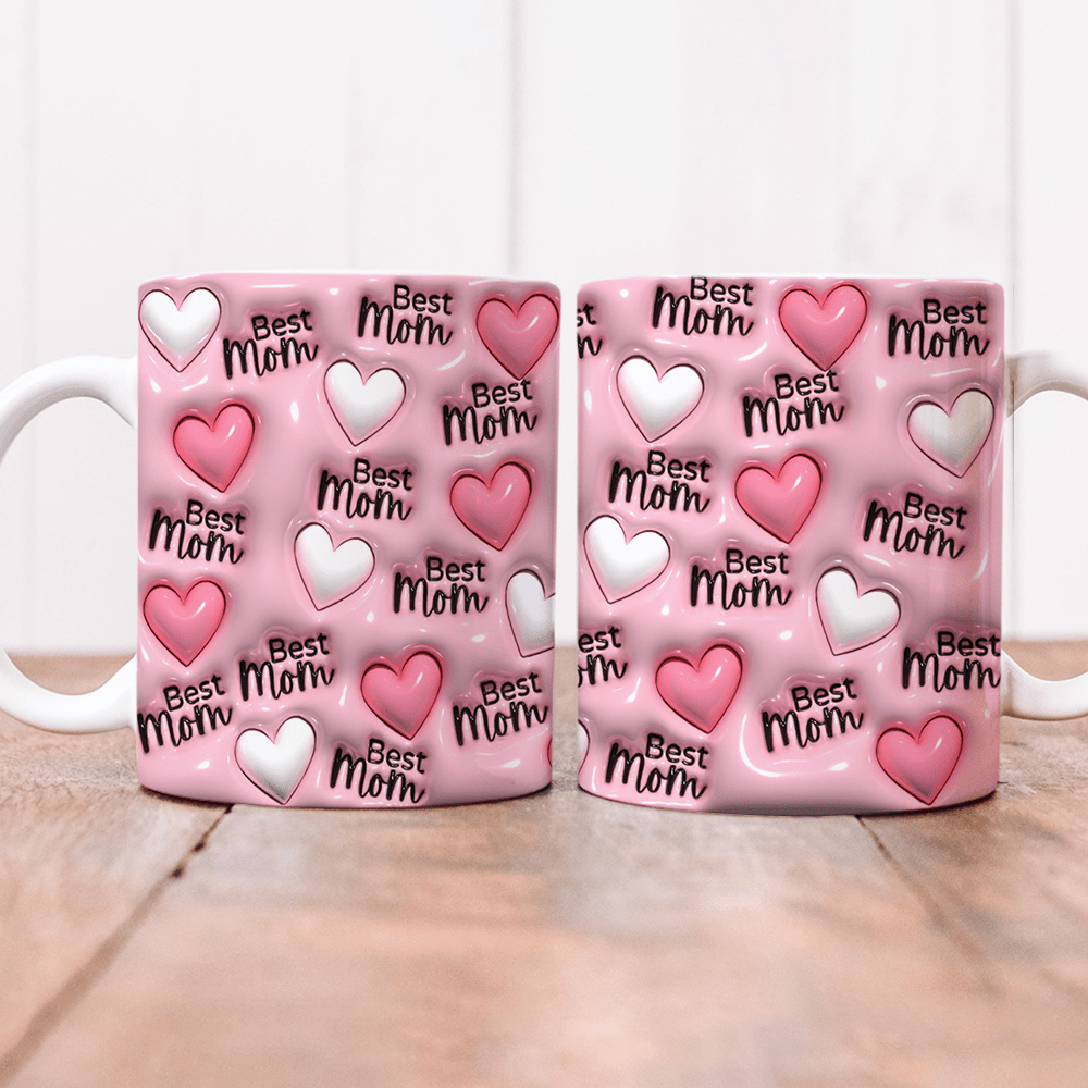 Best Mom Heart Pattern 3D Inflated Effect Mug Personalized Gift TH10 891025