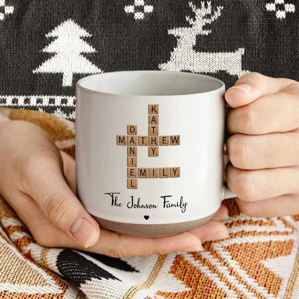 Custom Family Members Name Crossword Puzzle Personalized Pottery Mug TH10 895026
