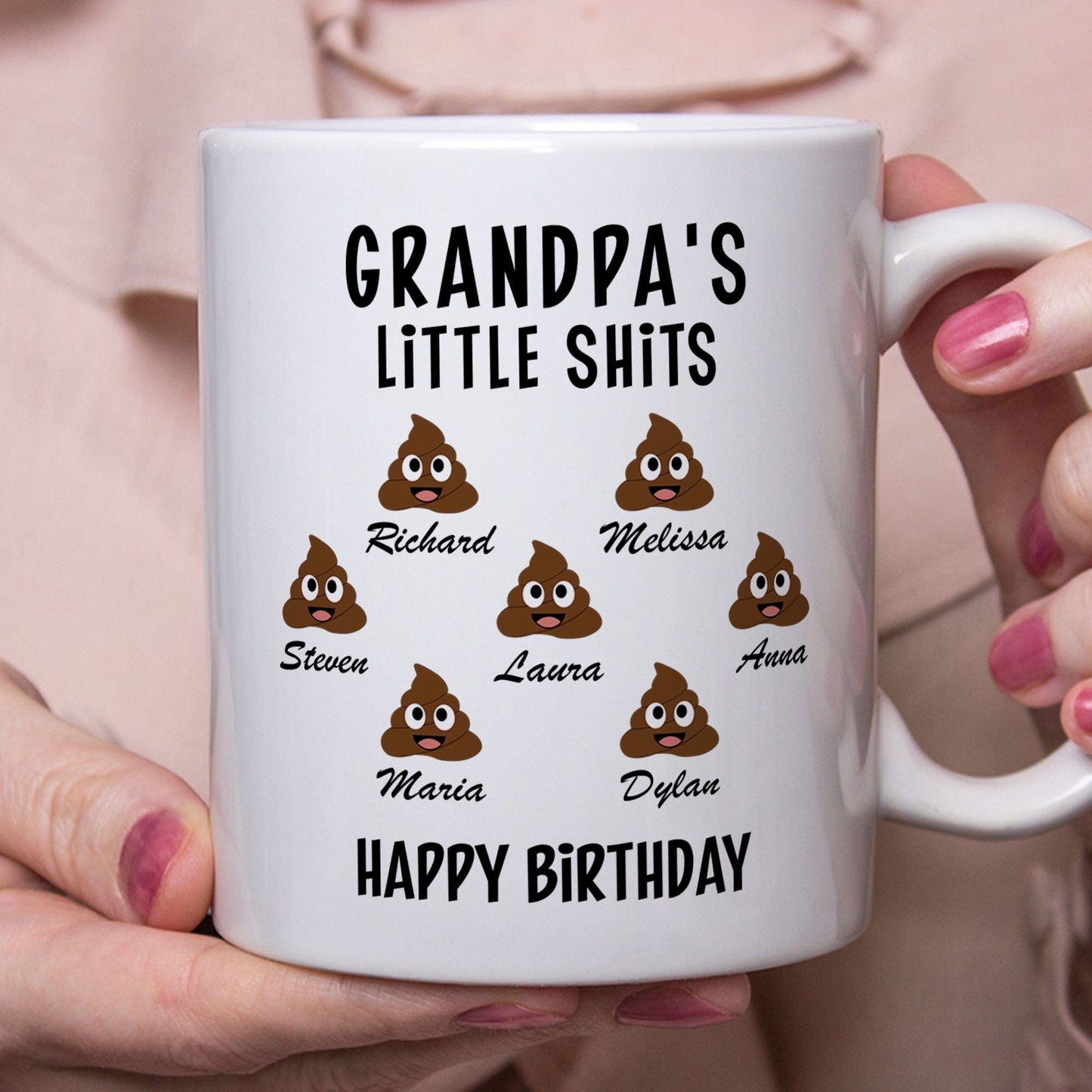 Grandpa's Little Shits Custom Family Mug