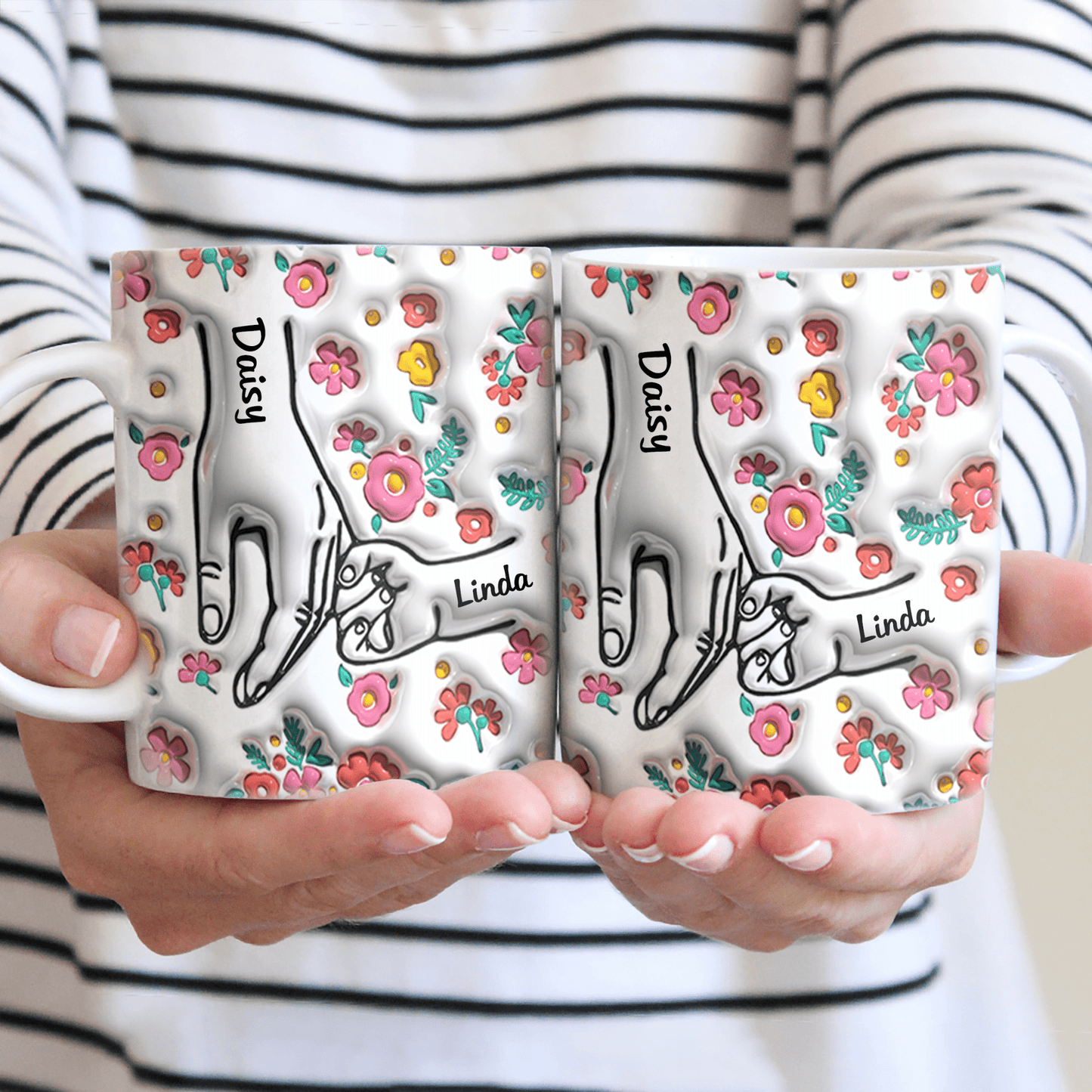 Holding Mother's Hand Family 3D Mug Personalized Gift TH10 890891