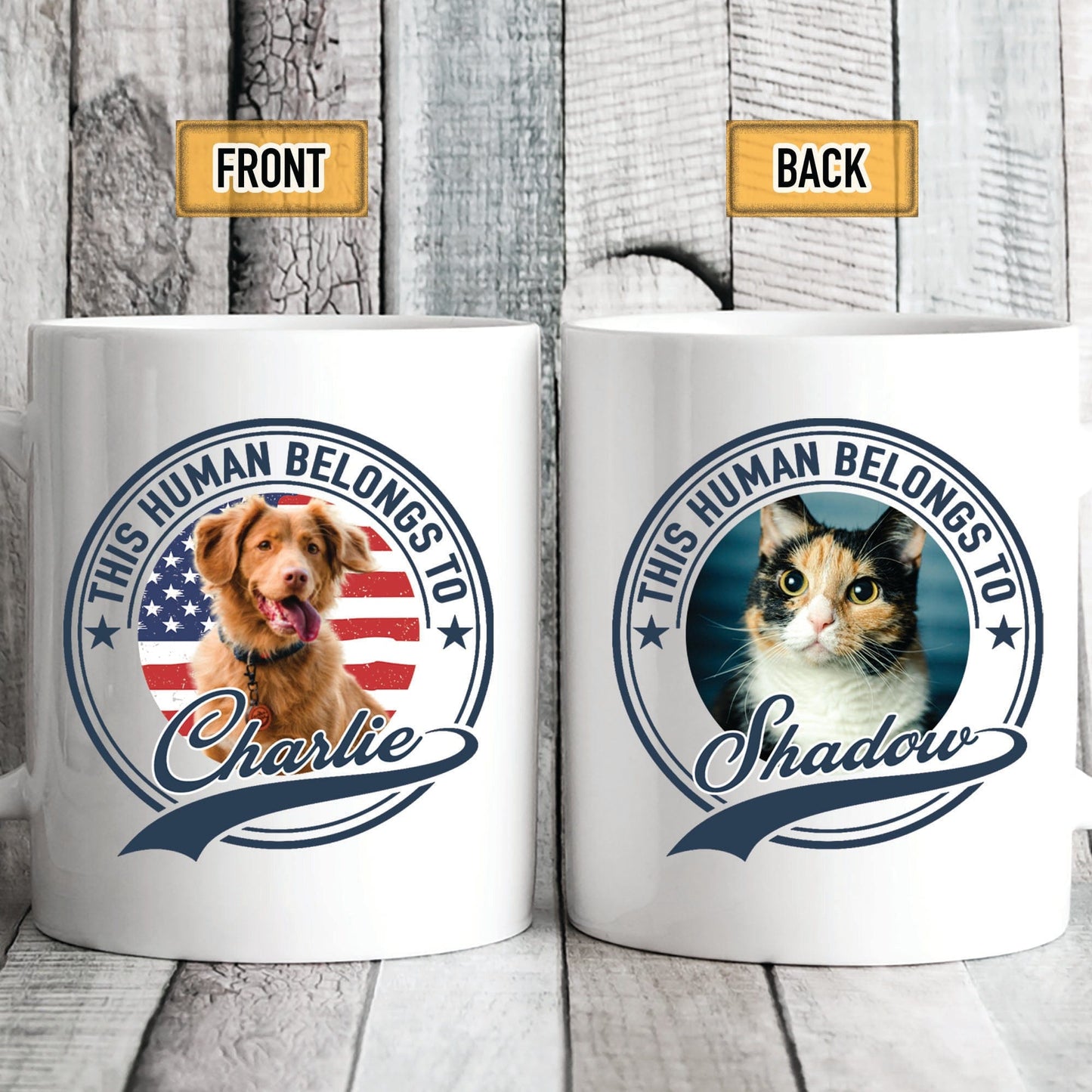 Human Belongs To Dog Cat Personalized Custom Photo Dog Cat Pet Mug TA29