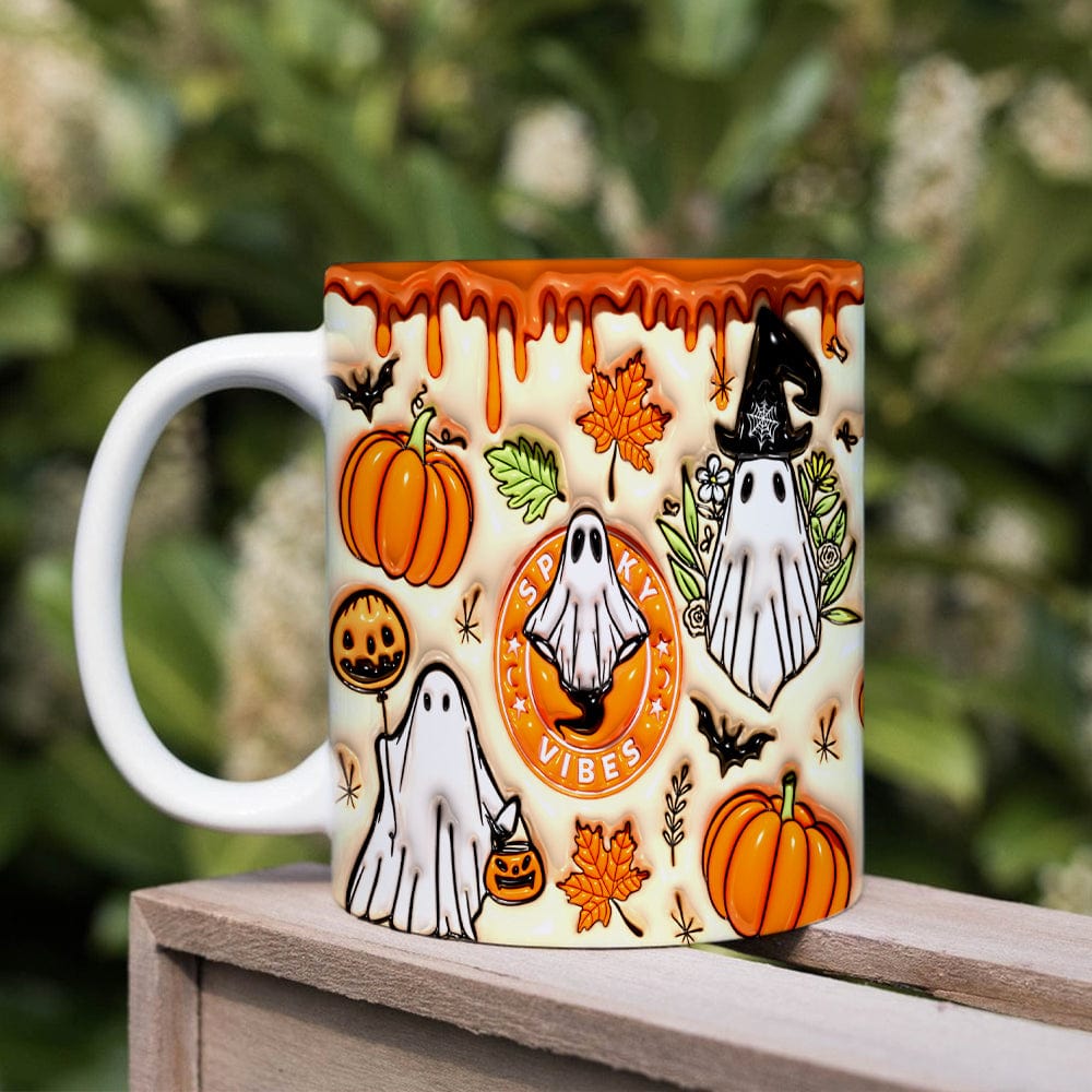 Spooky Vibes With Pumpkin Halloween Personalized Gift Mug HO82 891336