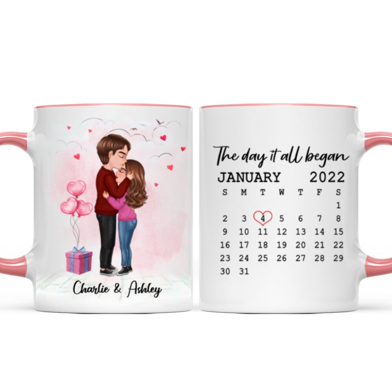 Standing Doll Couple Kissing Personalized Mug - Gift For Him Gift For Her