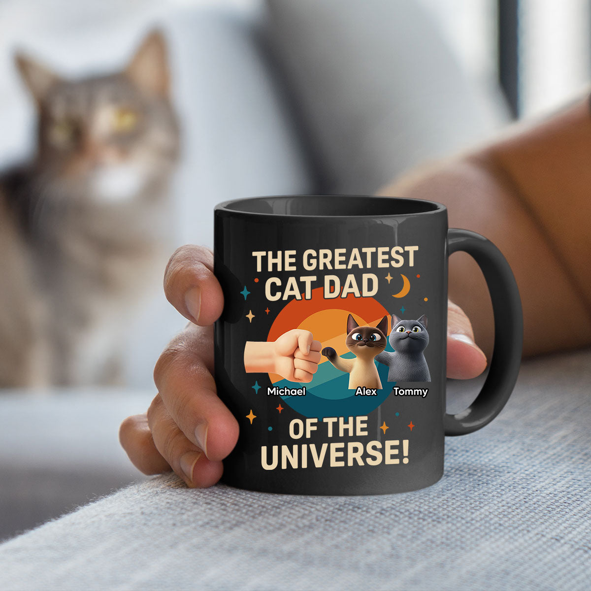 The Greatest Cat Dad of the Universe Personalized Mug, Gift for Cat Dads