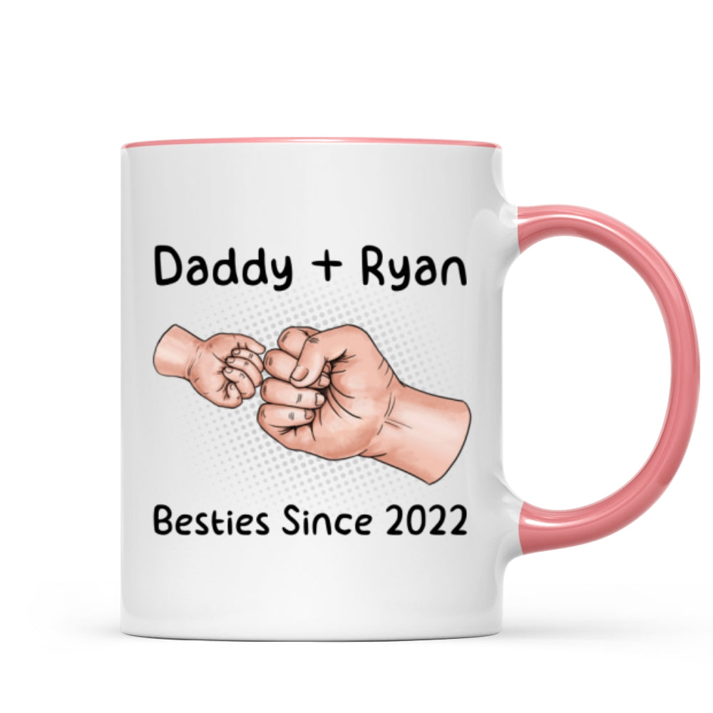 Daddy And Kid Hands Fist Bump Besties Since Personalized Mug
