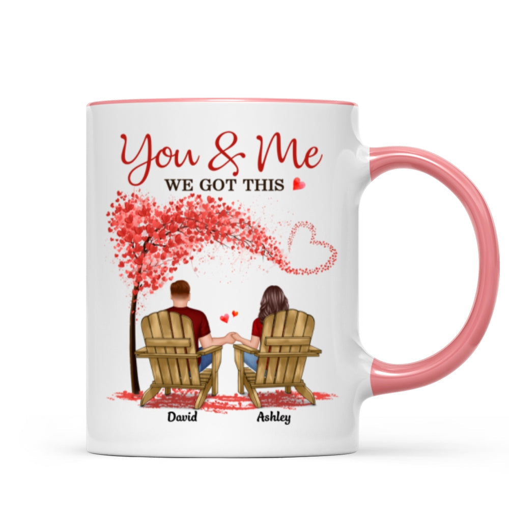 Couple Sitting Back View Under Heart Tree Personalized Circle Mug