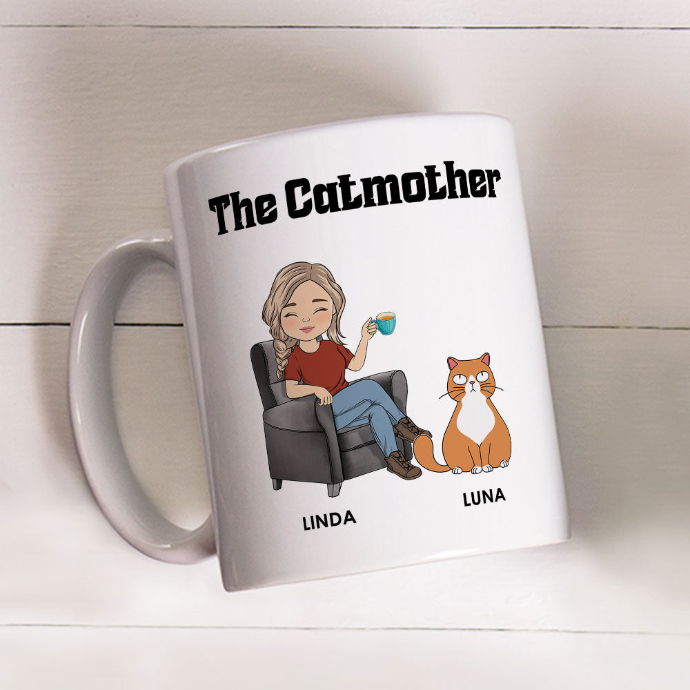 Cat Lover Personalized White Ceramic Mug for Cat Lovers, Custom Gift for Cat Lover