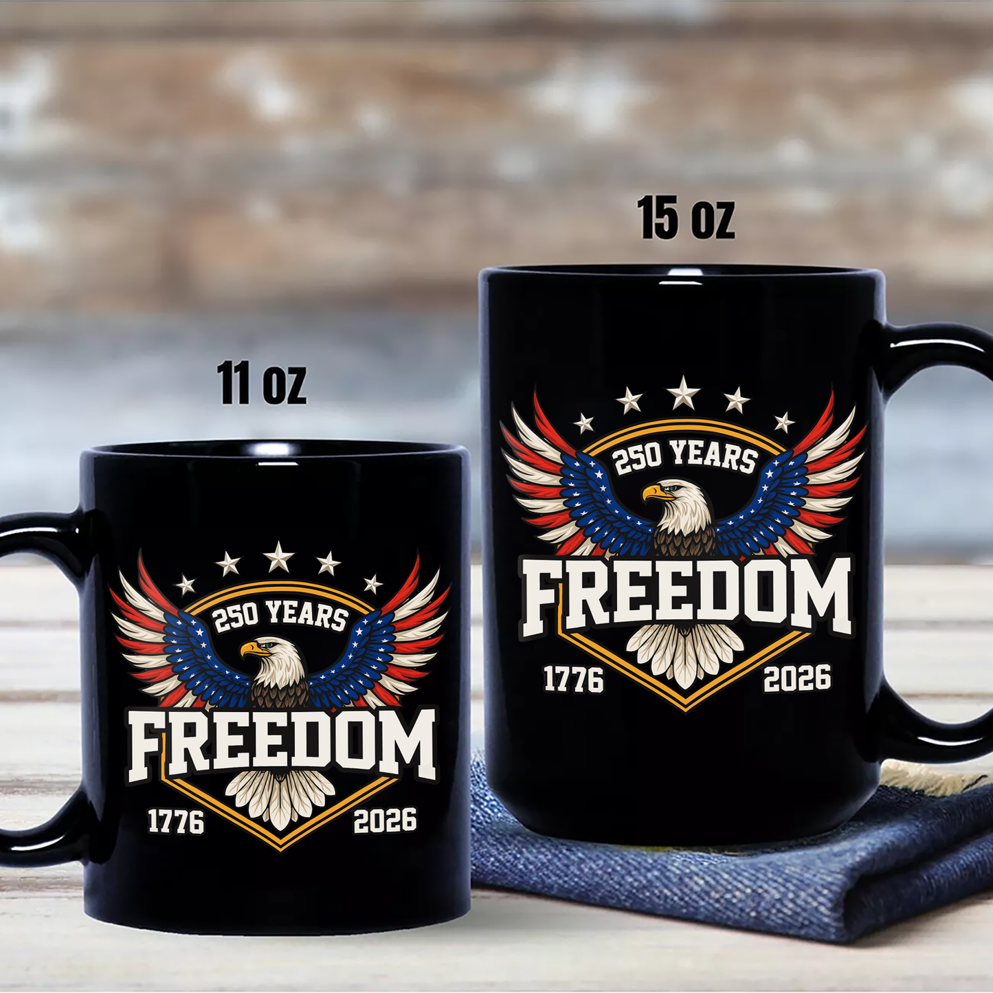 America 250 Years of Freedom 1776-2026 Anniversary Black Mug HA75 898806