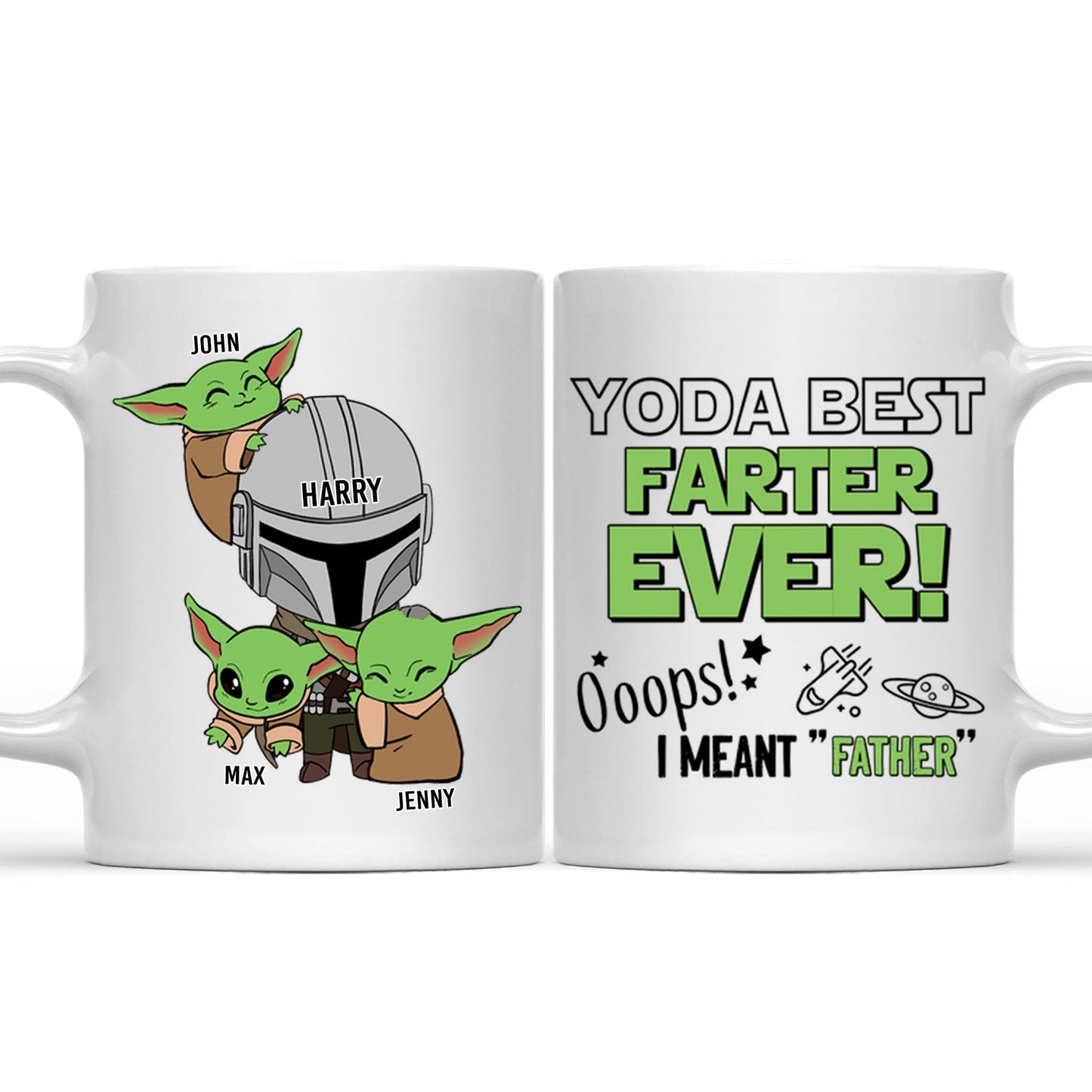 Stwa Yoda Best Farter Ever Ooops - Gift For Father, Grandpa - Personalized Ceramic Mug - NH96