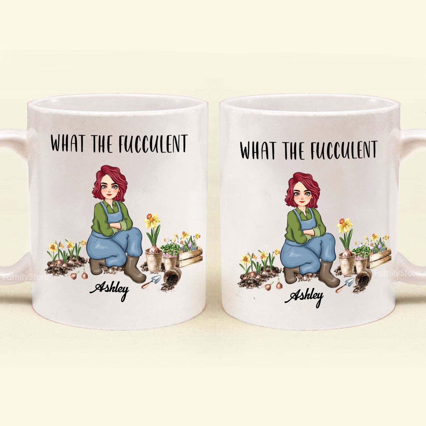 What The Fucculent - Personalized White Ceramic Mug - Gift For Mom, Grandma, Bestie, Sister, Plant Lovers | GR17 NA94