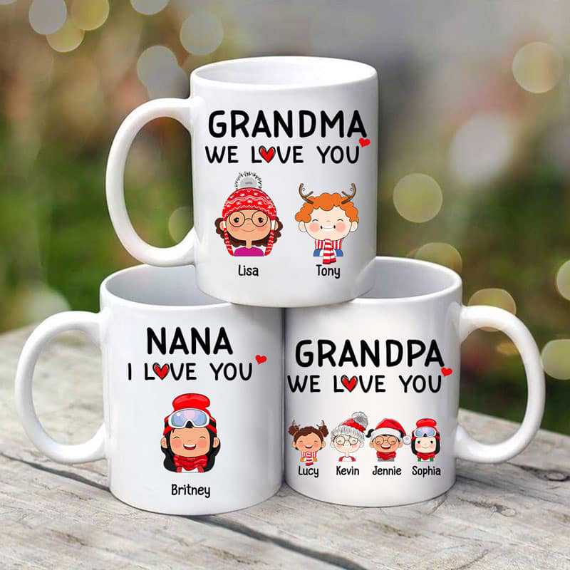 Dad Mom Grandparents We Love You Cute Kids Personalized Mug