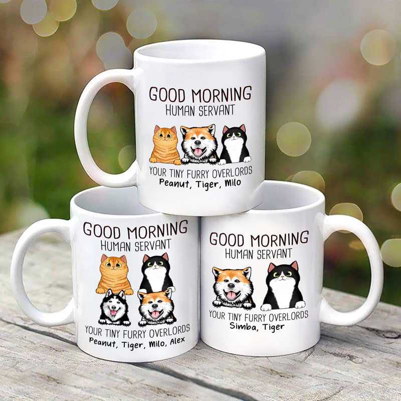 Dogs Cats Good Morning Human Servant Personalized Mug