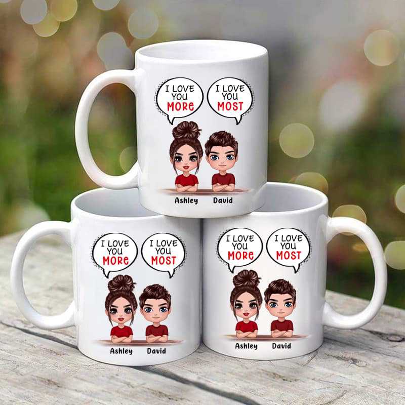 Doll Couple Love You More Love You Most Gift Personalized Mug
