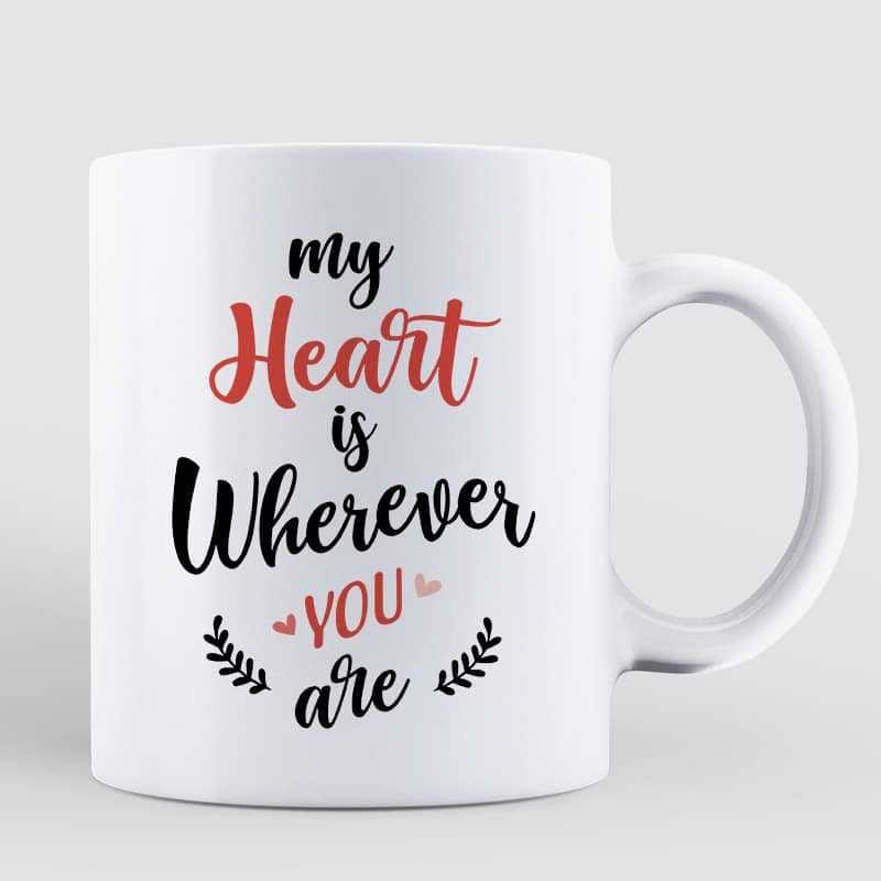 Pink Heart Doll Couple Sitting Gift For Him For Her Personalized Mug