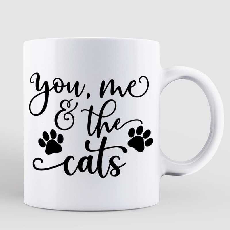 You Me & Cat Doll Couple Cat Lovers Personalized Coffee Mug