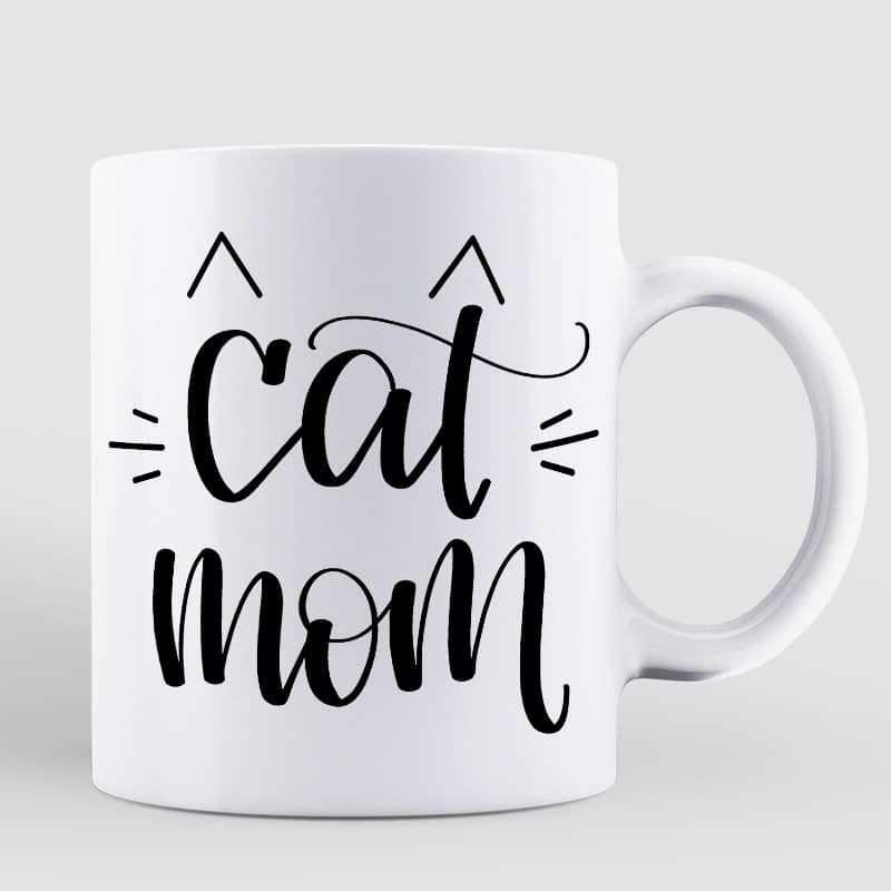 Cat Mom Chibi Girl And Sitting Cat Personalized Coffee Mug