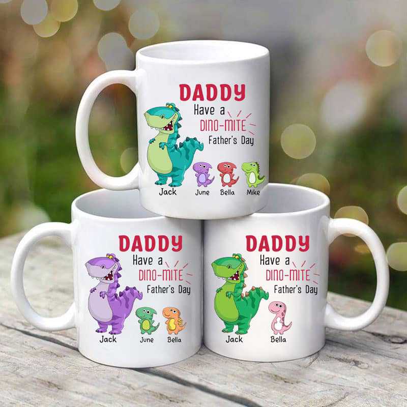 Happy Father's Day Dino-mite Dinosaur Personalized Mug
